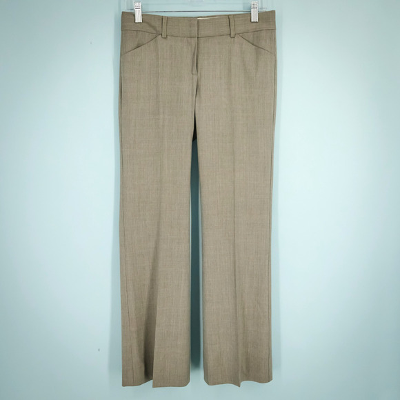 Theory Size 2 Gray Flat Front Hook Zip Straight Leg Wool Blend Dress Pants - Picture 1 of 6